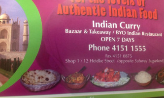 Indian Curry Bazaar Take Away menu
