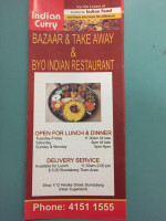 Indian Curry Bazaar Take Away menu