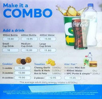 Subway menu