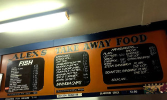 Alex's Fish And Chips And Take Away Food Carte