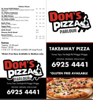 Dom's Pizza Parlour menu