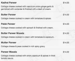 Chand Indian Rothesay Bay menu