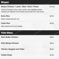 Chand Indian Rothesay Bay menu