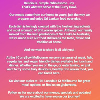 Curry Bowl Melbourne Cbd menu