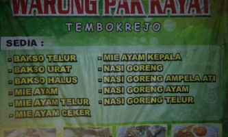 Warung Pak Kayat menu