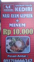 Aneka Geprek Kediri menu