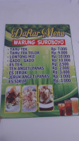 Warung Suroboyo menu