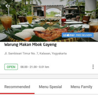 Warung Makan Mbok Gayeng menu