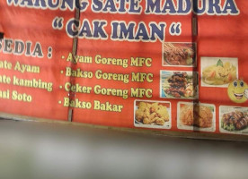 Warung Sate Madura Cak Iman menu