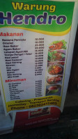 Warung Hendro Pulau Merah menu