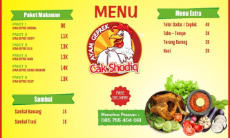 Ayam Geprek Cak Shodiq menu