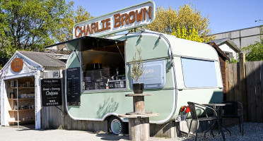 Charlie Brown's Crepes Food Trailer outside