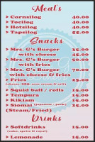 Mrs. G Diners menu