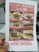 Eat Sleep Burger menu