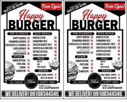 Happy Burger menu