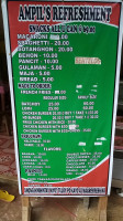 Ampil's Refreshment menu