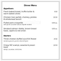 Chambers Bar Restaurant Morrinsville menu