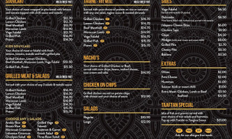 Taaftan Moroccan Grill menu