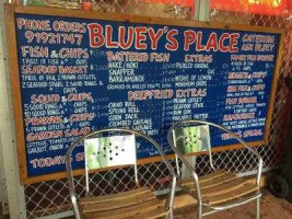 Bluey's Fish and Chips menu