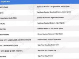 Urban Cafe menu