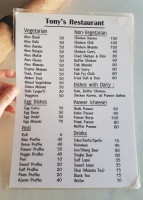 Tony's menu